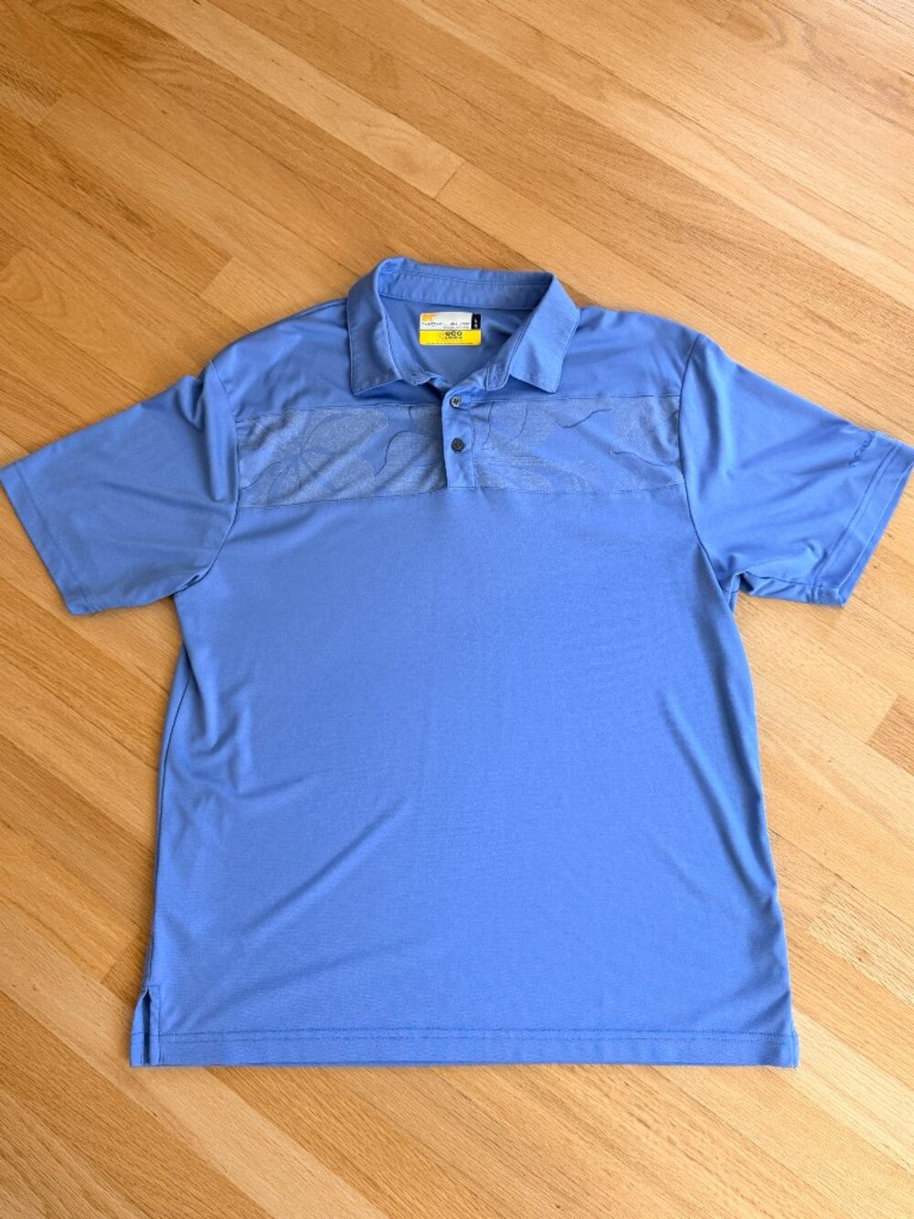 Jack Nicklaus Eco Choice Golf Polo Shirt Light Blue Floral Panel Large
